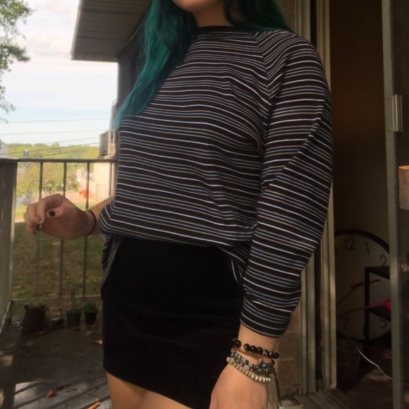 Blue and white striped long sleeve vintage top - Picture 2 of 2